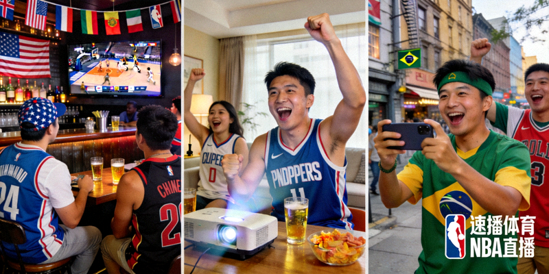 全球各地球迷通过速播体育观看NBA直播的场景照片